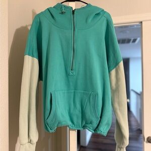 BiBi Turquoise and Light Beige Hoodie Sweater